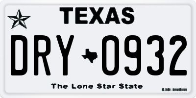 TX license plate DRY0932