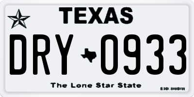 TX license plate DRY0933