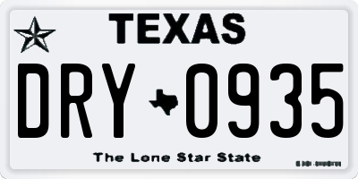 TX license plate DRY0935