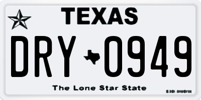 TX license plate DRY0949