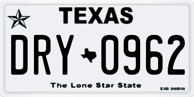 TX license plate DRY0962