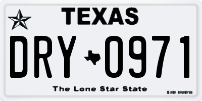 TX license plate DRY0971