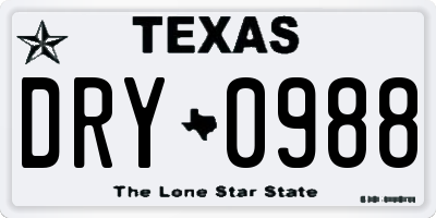 TX license plate DRY0988