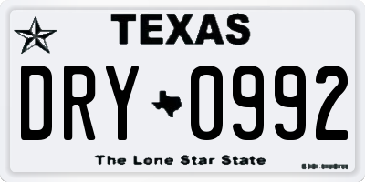 TX license plate DRY0992