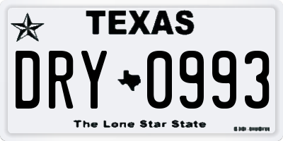 TX license plate DRY0993