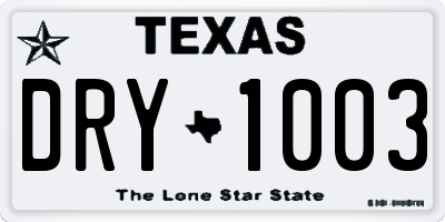 TX license plate DRY1003