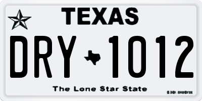 TX license plate DRY1012