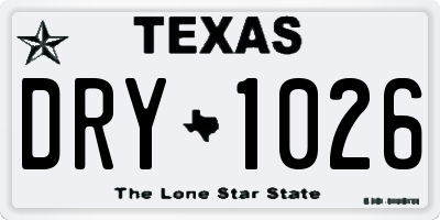 TX license plate DRY1026