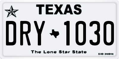 TX license plate DRY1030