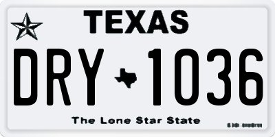 TX license plate DRY1036