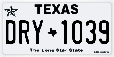 TX license plate DRY1039