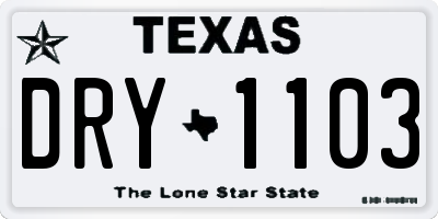 TX license plate DRY1103