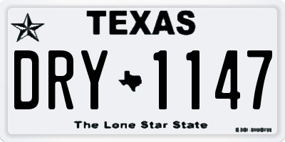 TX license plate DRY1147