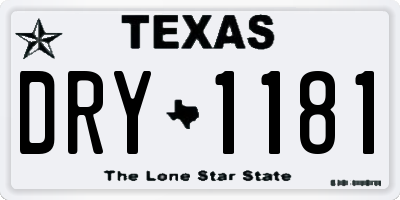 TX license plate DRY1181