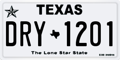 TX license plate DRY1201