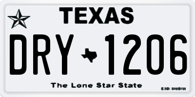 TX license plate DRY1206