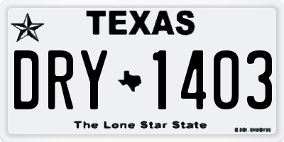 TX license plate DRY1403