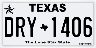 TX license plate DRY1406