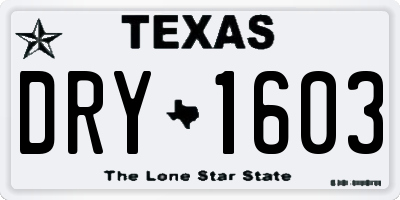 TX license plate DRY1603