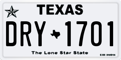 TX license plate DRY1701