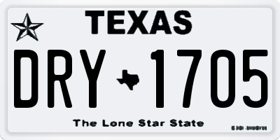 TX license plate DRY1705
