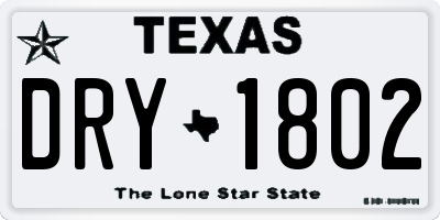 TX license plate DRY1802