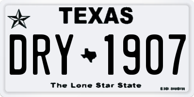 TX license plate DRY1907