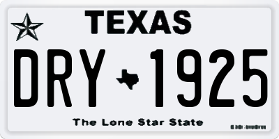TX license plate DRY1925