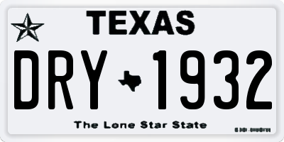 TX license plate DRY1932