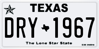 TX license plate DRY1967