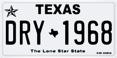 TX license plate DRY1968