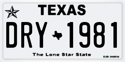 TX license plate DRY1981