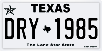 TX license plate DRY1985