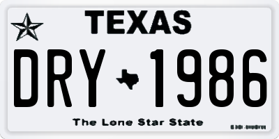 TX license plate DRY1986
