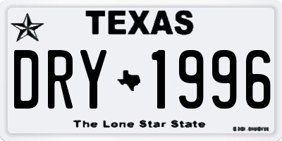 TX license plate DRY1996