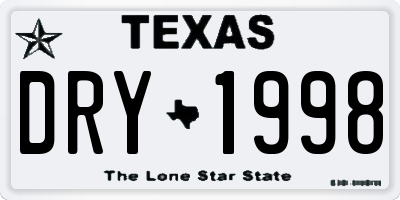TX license plate DRY1998