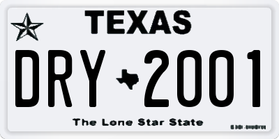 TX license plate DRY2001