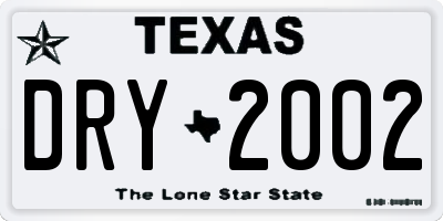 TX license plate DRY2002