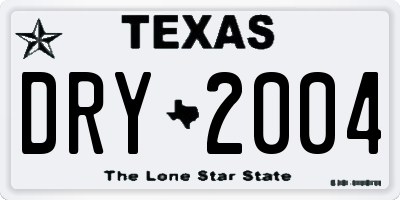 TX license plate DRY2004