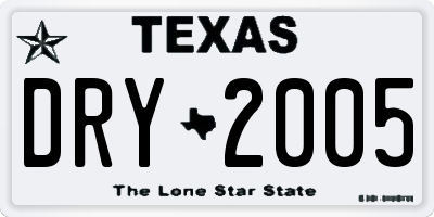 TX license plate DRY2005