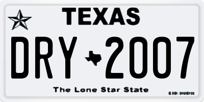 TX license plate DRY2007