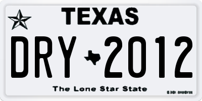 TX license plate DRY2012