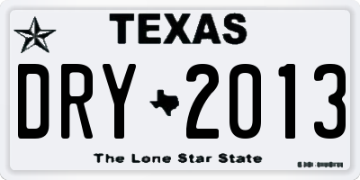 TX license plate DRY2013