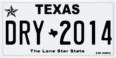 TX license plate DRY2014