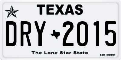 TX license plate DRY2015