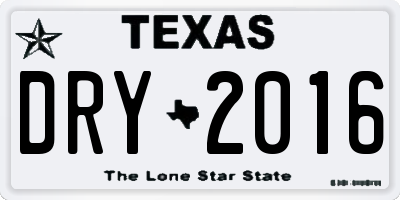 TX license plate DRY2016