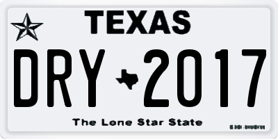 TX license plate DRY2017