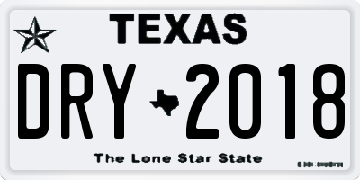 TX license plate DRY2018