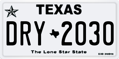 TX license plate DRY2030