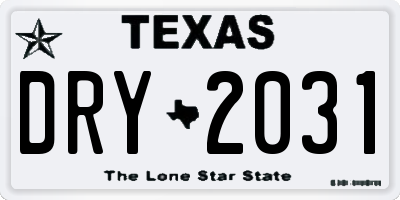 TX license plate DRY2031